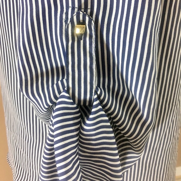 Zara Basic Striped V-Neck Embellished Blouse - Picture 6 of 8